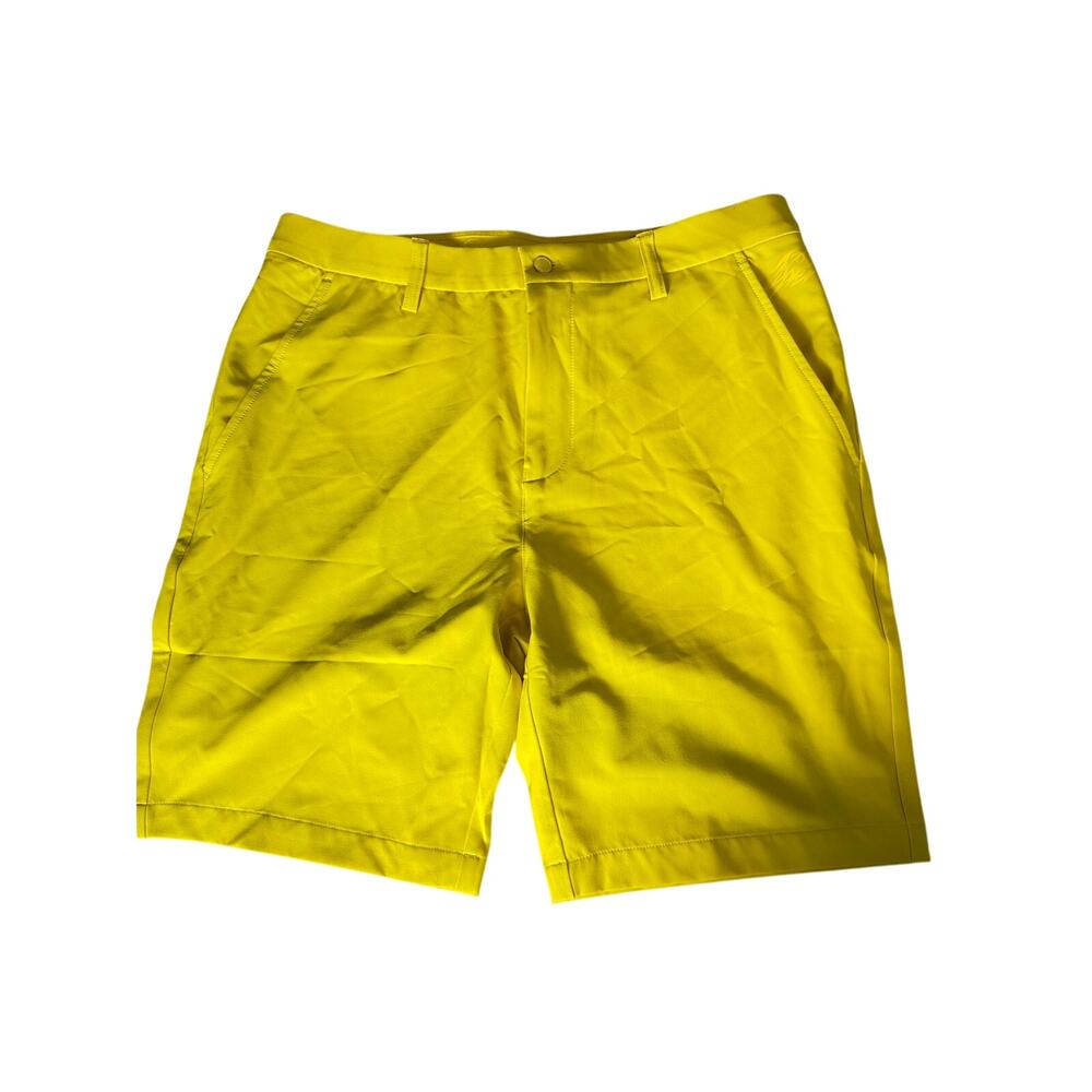 Stuburt Mens Size 34 Golf Shorts Yellow Tech Performance Polyester Stretch